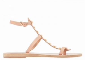 Ancient Greek Sandals Meliti Bee Women Ankle Strap Sandals Beige | WRL765SH