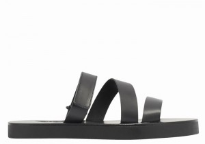 Ancient Greek Sandals Morfeas Men Slide Sandals Black | FFX356SK