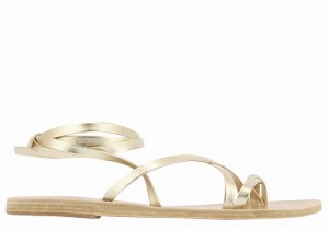 Ancient Greek Sandals Morfi Leather Women Gladiator Sandals Gold White | ESW307IA