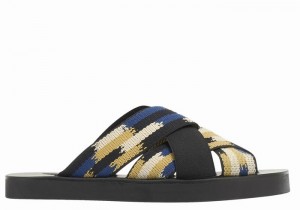 Ancient Greek Sandals Neoklis Men Slide Sandals Black Blue | YSJ1768AZ