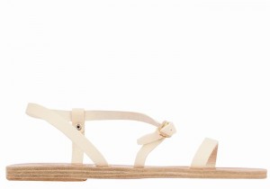 Ancient Greek Sandals Niove Leather Women Back-Strap Sandals White | NFQ2627TW