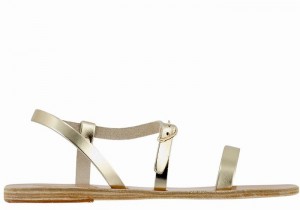 Ancient Greek Sandals Niove Leather Women Back-Strap Sandals Gold White | WSG2289KL