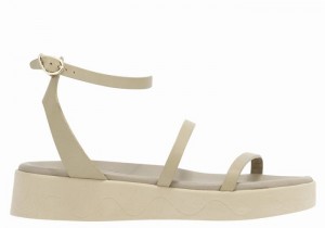 Ancient Greek Sandals Nissida Leather Women Platform Sandals Grey Brown | QAI5074SA