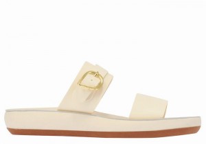 Ancient Greek Sandals Preveza Comfort Women Slide Sandals White | MFQ3539QL