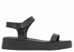 Ancient Greek Sandals Salamina Leather Women Platform Sandals Black | PCM8636PT