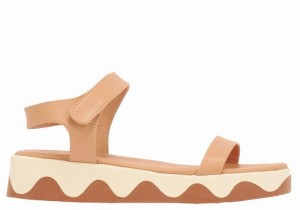 Ancient Greek Sandals Salamina Leather Women Platform Sandals Beige White | ZQY503JY