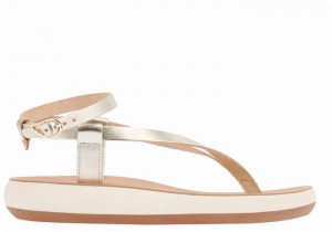 Ancient Greek Sandals Salomi Comfort Women Ankle Strap Sandals Gold White | WXL846UT