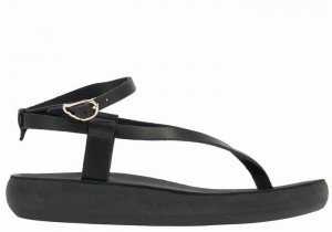 Ancient Greek Sandals Salomi Comfort Women Ankle Strap Sandals Black | MCS8692UW