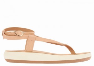 Ancient Greek Sandals Salomi Comfort Women Ankle Strap Sandals Beige | HWK7676GW