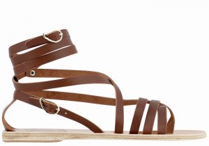 Ancient Greek Sandals Satira Leather Women Gladiator Sandals Dark Brown | IYK836ZK