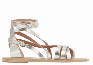 Ancient Greek Sandals Satira Leather Women Gladiator Sandals Silver | GZM8364YC