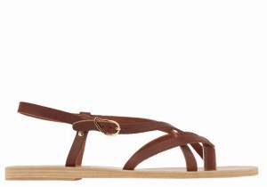 Ancient Greek Sandals Semele Leather Women Back-Strap Sandals Coffee | MMQ2449DD