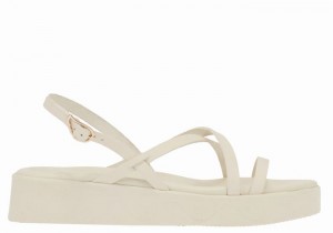 Ancient Greek Sandals Silia Leather Women Platform Sandals White | KYM6779NW