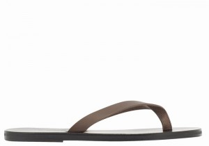 Ancient Greek Sandals Solon Leather Men Flip Flops Chocolate | LTF7651GZ