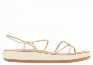 Ancient Greek Sandals Taxidi Comfort Women Back-Strap Sandals Gold White | AOX2435EP