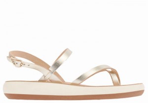 Ancient Greek Sandals Tereza Comfort Women Back-Strap Sandals Gold White | SPP5755YH