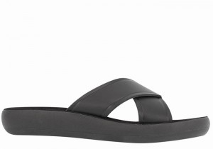 Ancient Greek Sandals Thais Comfort Women Slide Sandals Black | IQQ9036NA