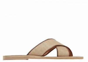 Ancient Greek Sandals Thais Women Slide Sandals Beige Brown | JUP7849WR