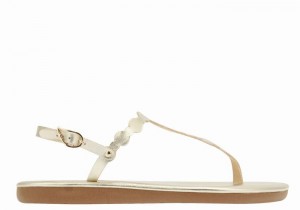 Ancient Greek Sandals Velos Flip Flop Women Back-Strap Sandals Gold White | LYX4869KW