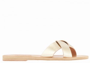 Ancient Greek Sandals Whitney Women Slide Sandals Gold White | RVA2381AR