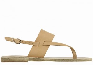 Ancient Greek Sandals Zoe Flip Flop Leather Women Back-Strap Sandals Beige | KNQ8853UH