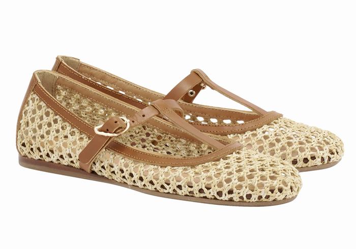 Ancient Greek Sandals Aerati Women Ballerina Beige Brown | HJC2991GA