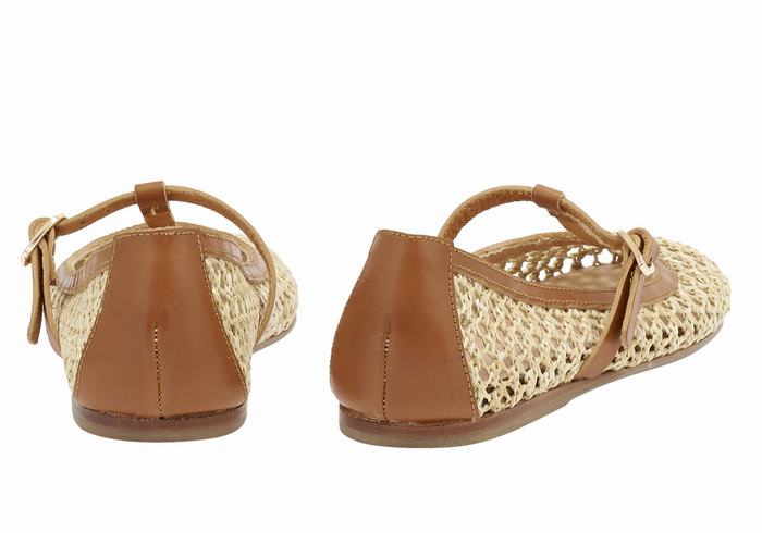 Ancient Greek Sandals Aerati Women Ballerina Beige Brown | HJC2991GA