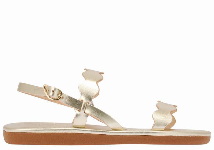 Ancient Greek Sandals Afros Women Back-Strap Sandals Gold White | YQP7195RO