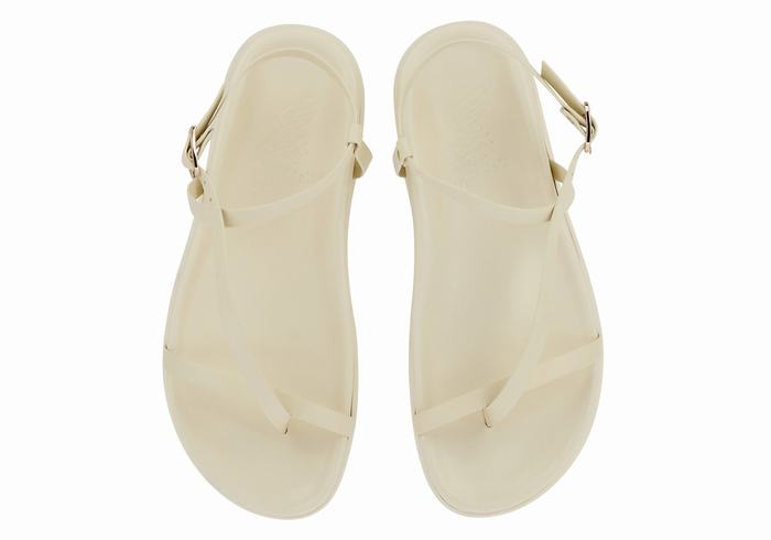 Ancient Greek Sandals Aimilia Women Back-Strap Sandals White | QAE2121YR