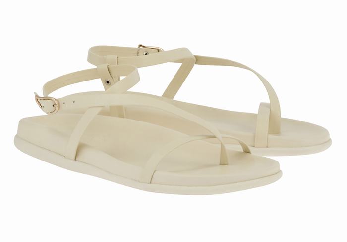 Ancient Greek Sandals Aimilia Women Back-Strap Sandals White | QAE2121YR