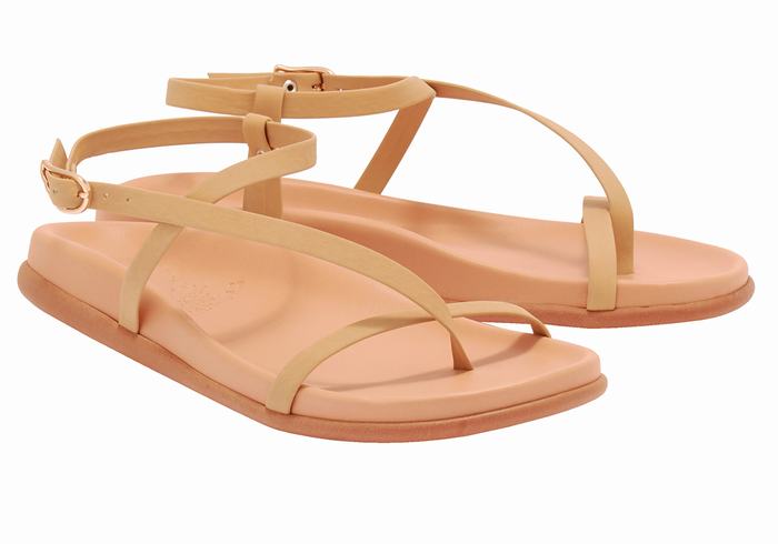 Ancient Greek Sandals Aimilia Women Back-Strap Sandals Beige | HAO10023HI