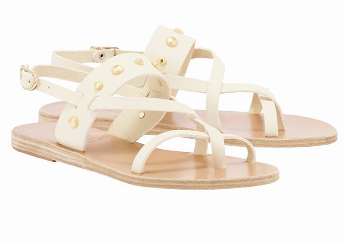 Ancient Greek Sandals Alethea Bee Women Back-Strap Sandals White | AZC4519NX