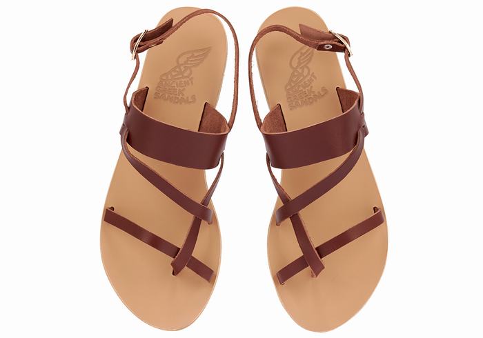 Ancient Greek Sandals Alethea Leather Women Back-Strap Sandals Coffee | EVR4785YY