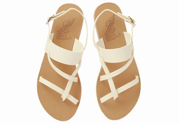 Ancient Greek Sandals Alethea Leather Women Back-Strap Sandals White | XBU6884HM