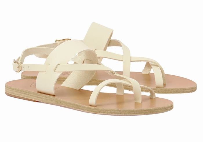 Ancient Greek Sandals Alethea Leather Women Back-Strap Sandals White | XBU6884HM