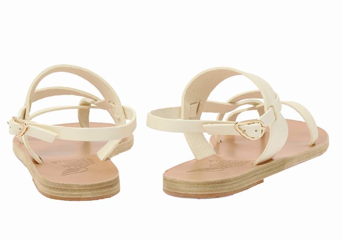 Ancient Greek Sandals Alethea Leather Women Back-Strap Sandals White | XBU6884HM