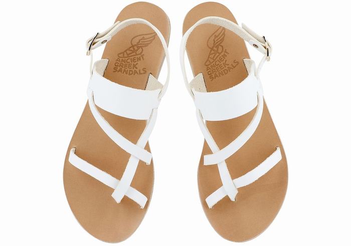 Ancient Greek Sandals Alethea Leather Women Back-Strap Sandals White | NTG5724PK