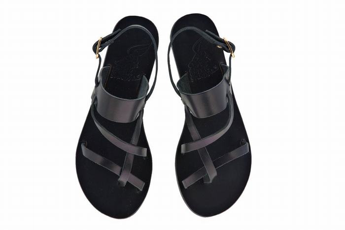 Ancient Greek Sandals Alethea Leather Women Back-Strap Sandals Black | BRP6740GY