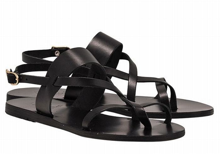 Ancient Greek Sandals Alethea Leather Women Back-Strap Sandals Black | BRP6740GY