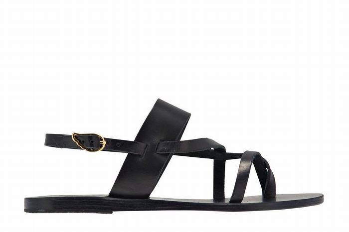 Ancient Greek Sandals Alethea Leather Women Back-Strap Sandals Black | BRP6740GY