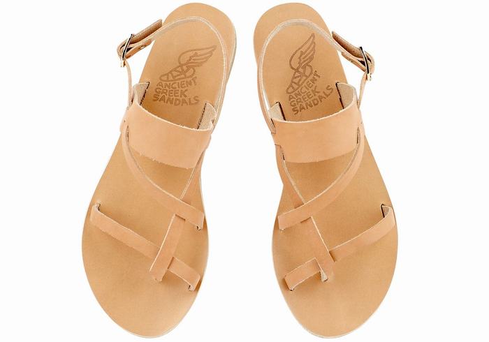 Ancient Greek Sandals Alethea Leather Women Back-Strap Sandals Beige | EAP868JK