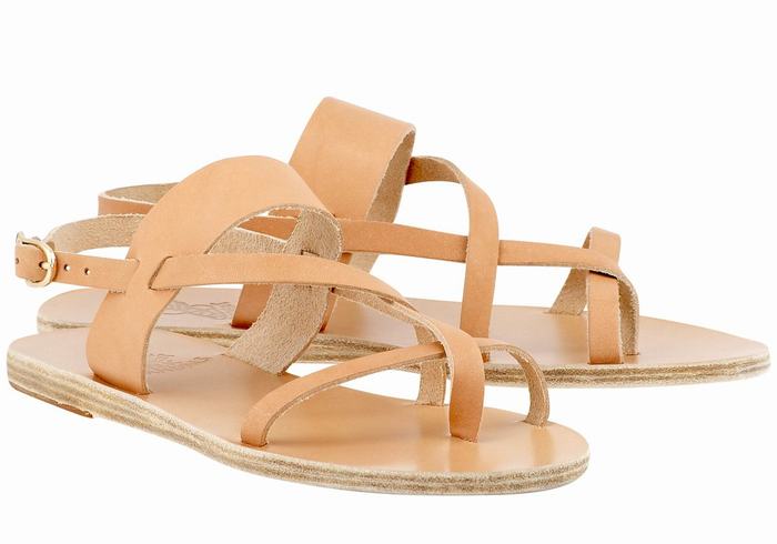 Ancient Greek Sandals Alethea Leather Women Back-Strap Sandals Beige | EAP868JK