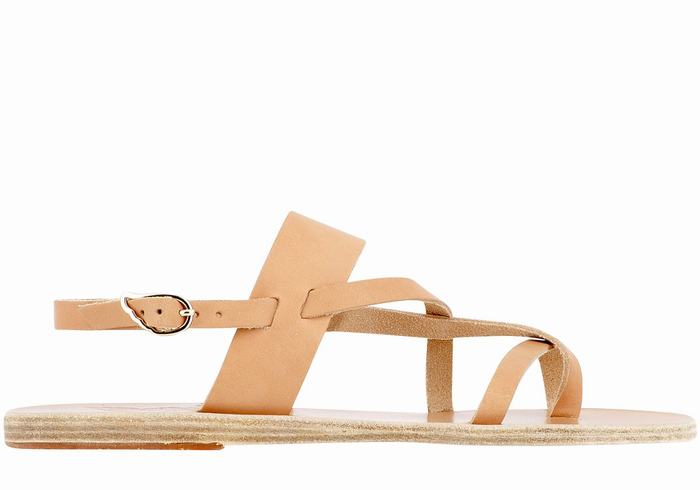 Ancient Greek Sandals Alethea Leather Women Back-Strap Sandals Beige | EAP868JK