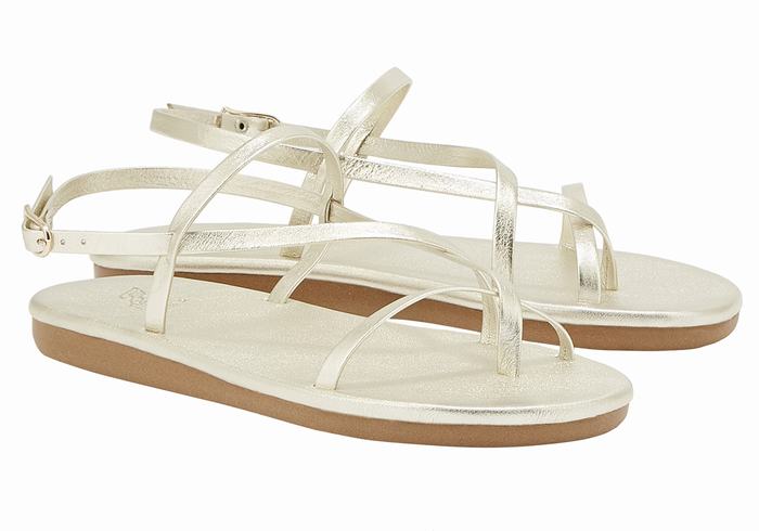 Ancient Greek Sandals Alethea Women Back-Strap Sandals Gold White | XHX217CQ