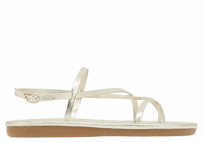 Ancient Greek Sandals Alethea Women Back-Strap Sandals Gold White | XHX217CQ