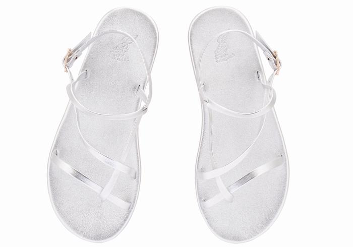 Ancient Greek Sandals Alethea Women Back-Strap Sandals Silver | BOP738IC