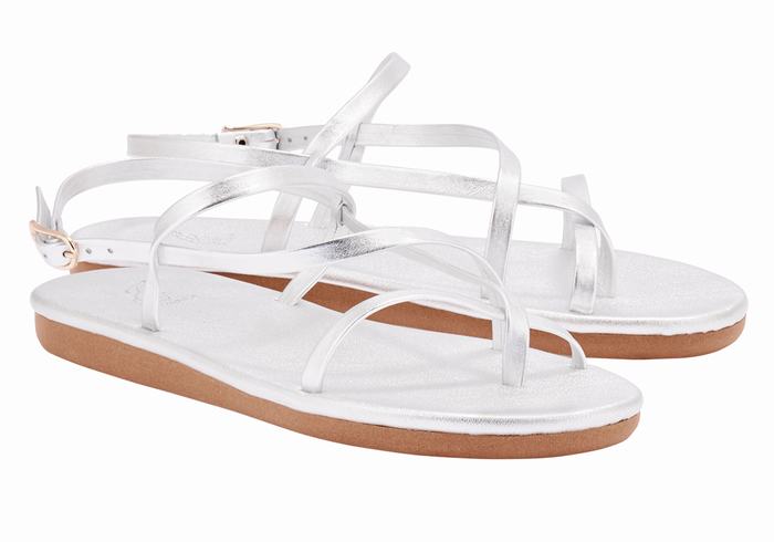 Ancient Greek Sandals Alethea Women Back-Strap Sandals Silver | BOP738IC