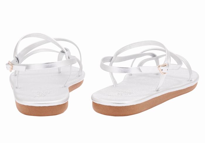 Ancient Greek Sandals Alethea Women Back-Strap Sandals Silver | BOP738IC