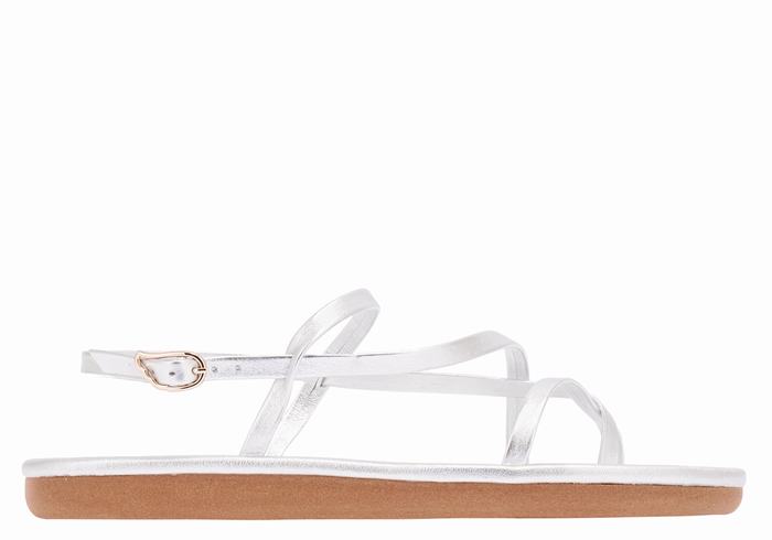 Ancient Greek Sandals Alethea Women Back-Strap Sandals Silver | BOP738IC