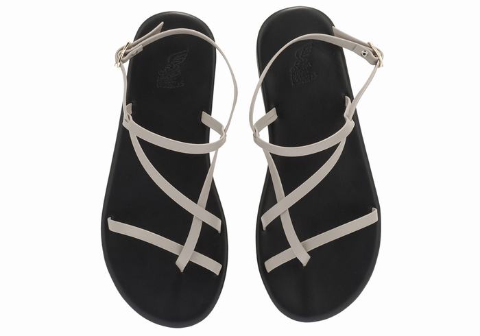 Ancient Greek Sandals Alethea Women Back-Strap Sandals Grey Brown | VRV3933AI